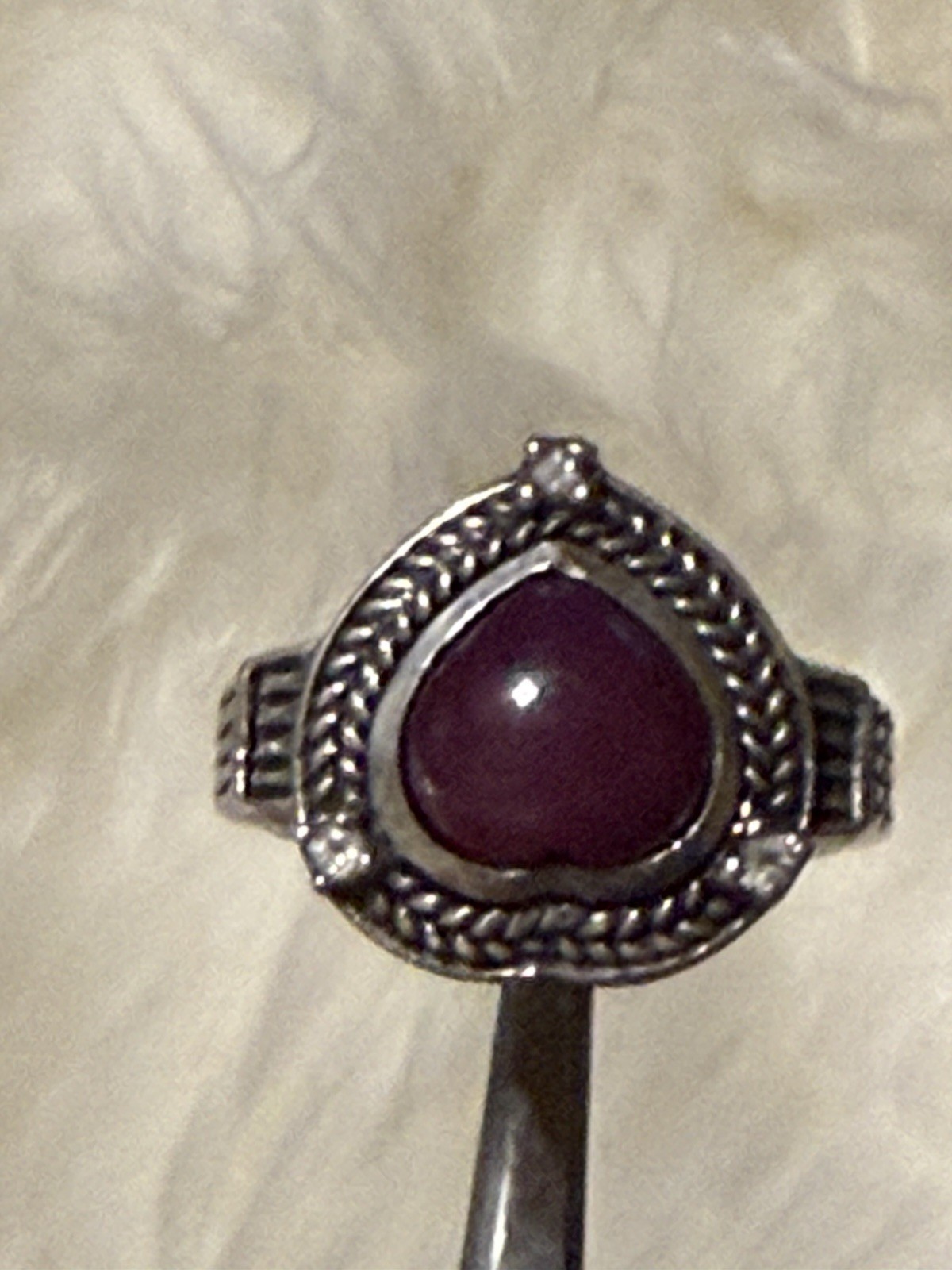 Cabochon Ruby Heart Shaped Ring Diamond Accents S… - image 10