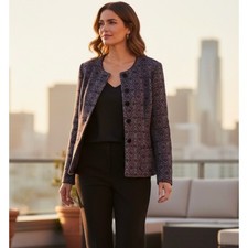 Pendleton Woven Geometric Blazer Jacket 100 Virgin Wool Classic Old Money Sz 10