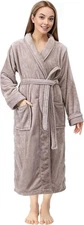 NY Threads Women's Hooded Fleece Bathrobe XL - Taupe