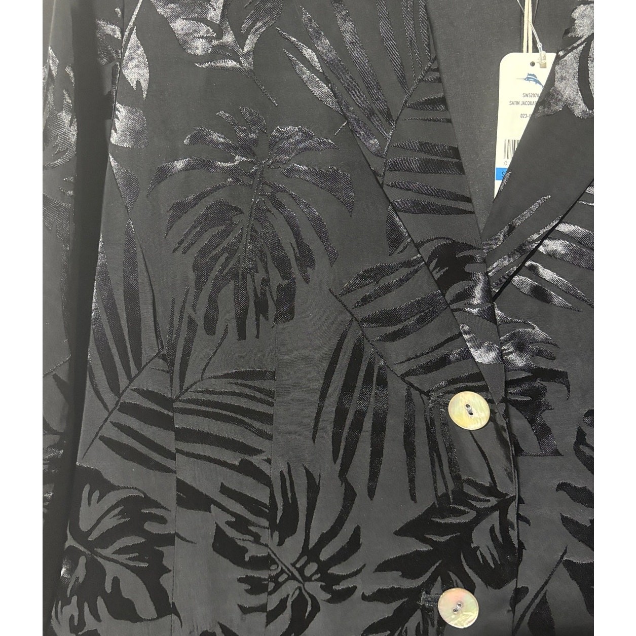 Size XL/16 | TOMMY BAHAMA Women’s Black Satin Jacquard 2-Button Blazer Jacket image 7