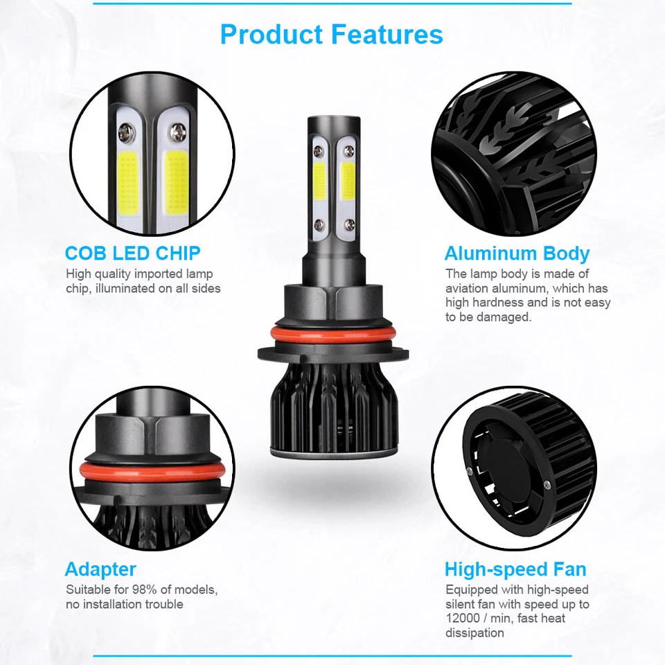 Para For Dodge Grand Caravan 2005-2007 - 6000K LED Faro + Kit de luz antiniebla - Image 4 of 4