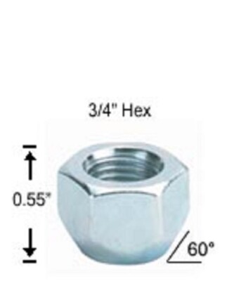 20 Pc 1/2 OPEN LUG NUTS CONE SEAT 3/4
