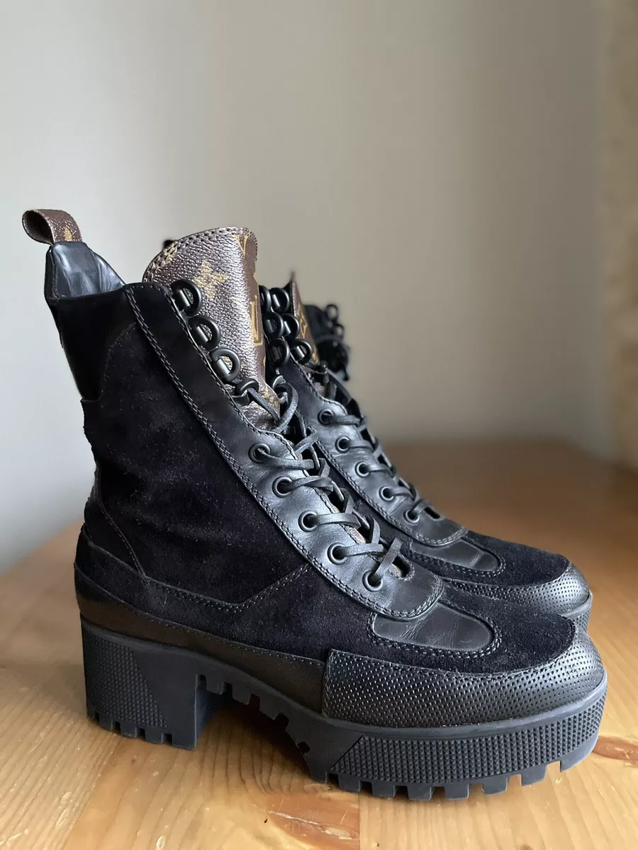 Auténticas Botas Monograma Louis Vuitton Laureate Desert Negro Cuero  Cocodrilo EU 37 EE. UU. 7