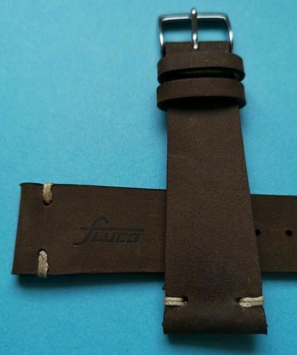 Vintage Leather Watch Strap 22mm, Color Dark Brown Deutscher Hersteller - Picture 2 of 2