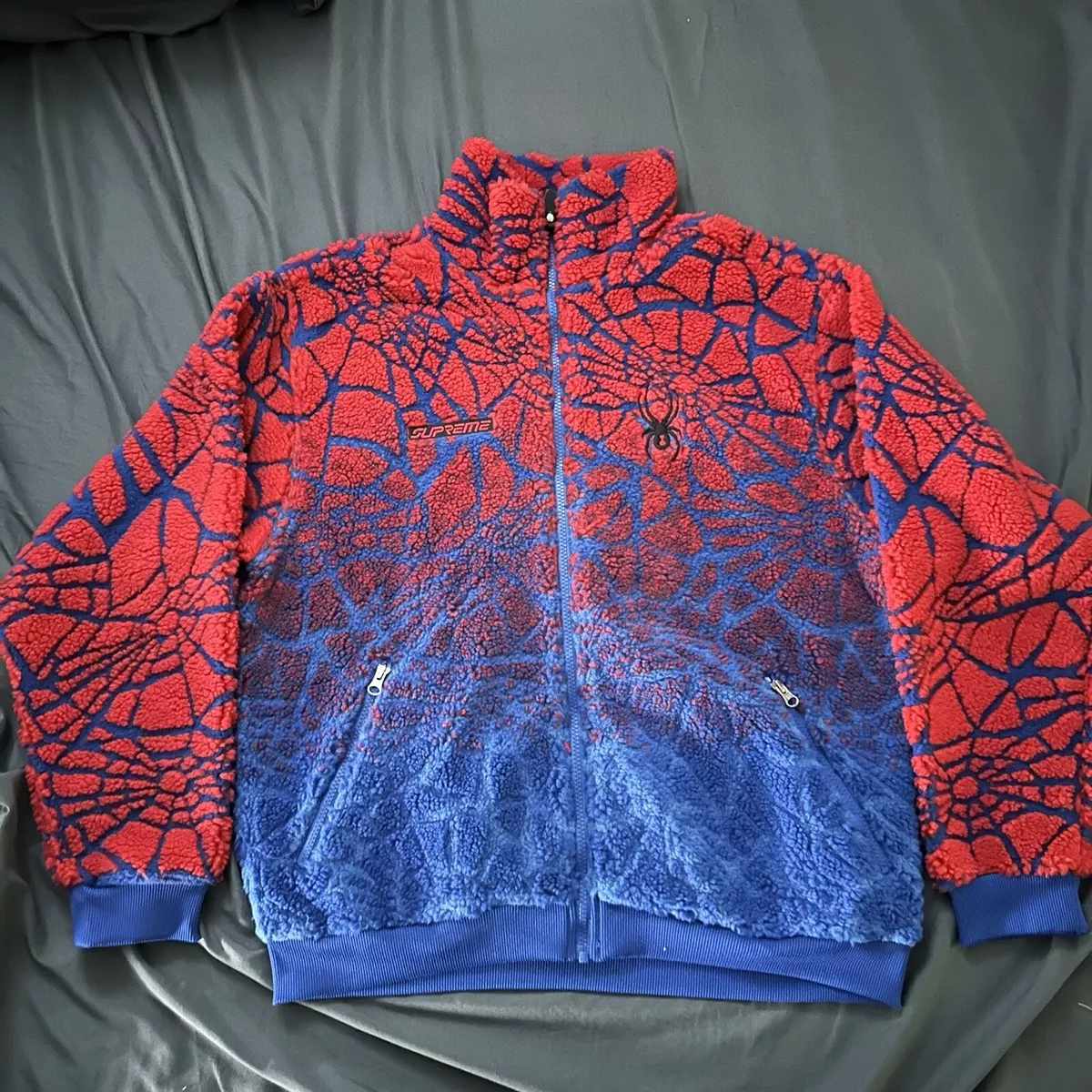 Supreme Spyder Web Polar Fleece Jacket Size Large FW22 Brand New