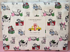 Cynthia Rowley 4pc Christmas Scottie Beagle Bulldog Dogs Full Size Sheet Set NEW