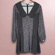 Asos Design Mini Skater Dress Women Size 6 Multicolor Mixed Ditsy Floral Collar