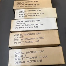 Lot Of 4: Quad Date Matched  Sylvania 6111 JAN USA SUBMINIATURE AUDIO TUBE 1967