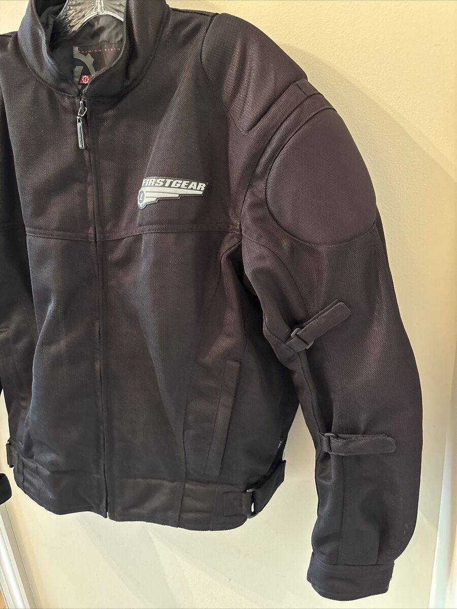 First Gear Men's Large Motorcycle Jacket Black Padded First Gear Men's Large Motorcycle Jacket Black Padded