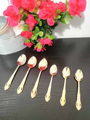 Hanford Forge 24k Gold Plated Stainless China Flatware 6 PC Spoon Set  H.F. LTD