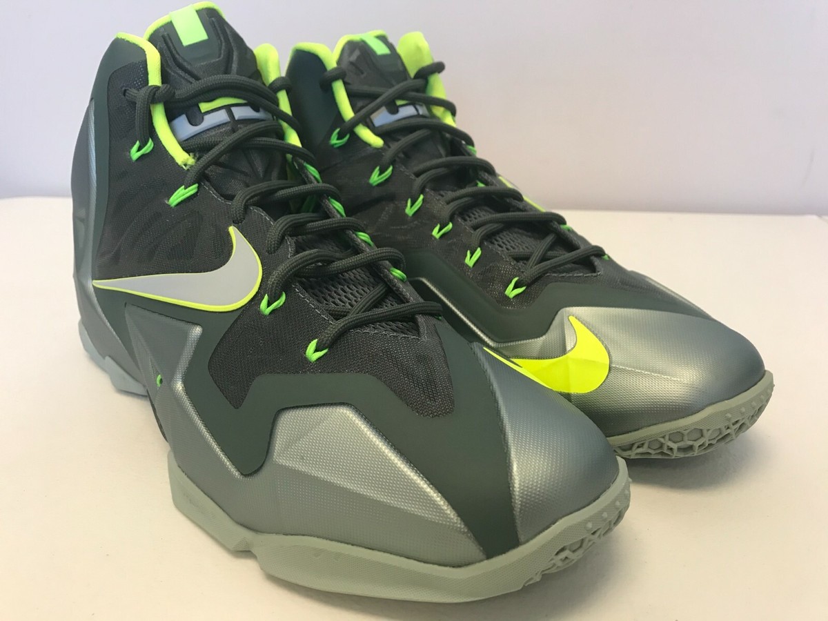 Mens Size 11.5 Nike Air Lebron XI Dunkman Micah Green/Volt 616175