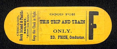 Chicago Rock Island & Pacific RR ''Albert Lea Route'' Check Ticket c1890's-1910