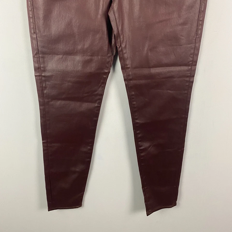 Pantalones Rock & Republic Denim Rx Fever Pull On Imitación Cuero Talla 12 Borgoña Foto 3 de 4