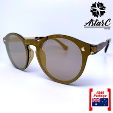Brown Oval Mirrored Metal Sunglasses/Polarised/Women/UV400/Round - AstarC Wares