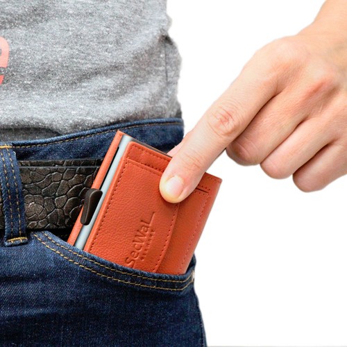 Mini monedero de cuero SecWaL 2 tarjetero RFID con monedero botón a presión - Imagen 66 de 91