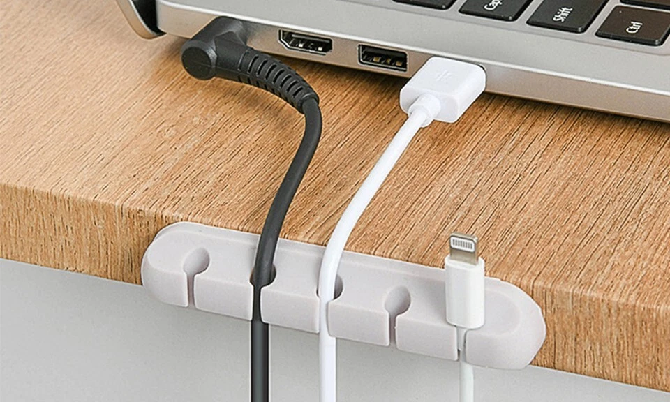 Cable organiser in use with laptop