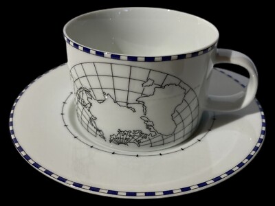 Sasaki ''World View'' by Erica Friedman short coffee cup & saucer maps geography 