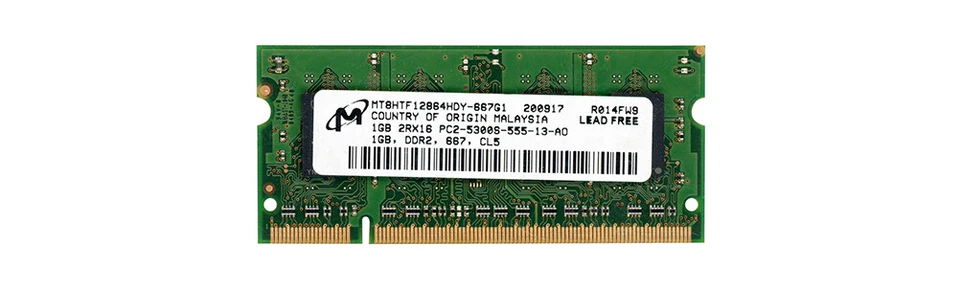 so-Dimm DDR2 Laptop RAM Micron MT8HTF12864HDY-667G1 1GB DDR2 667MHz - Image 2 of 2
