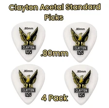 Clayton Acetal Polymer Standard Guitar Picks 0.80mm 4 Picks