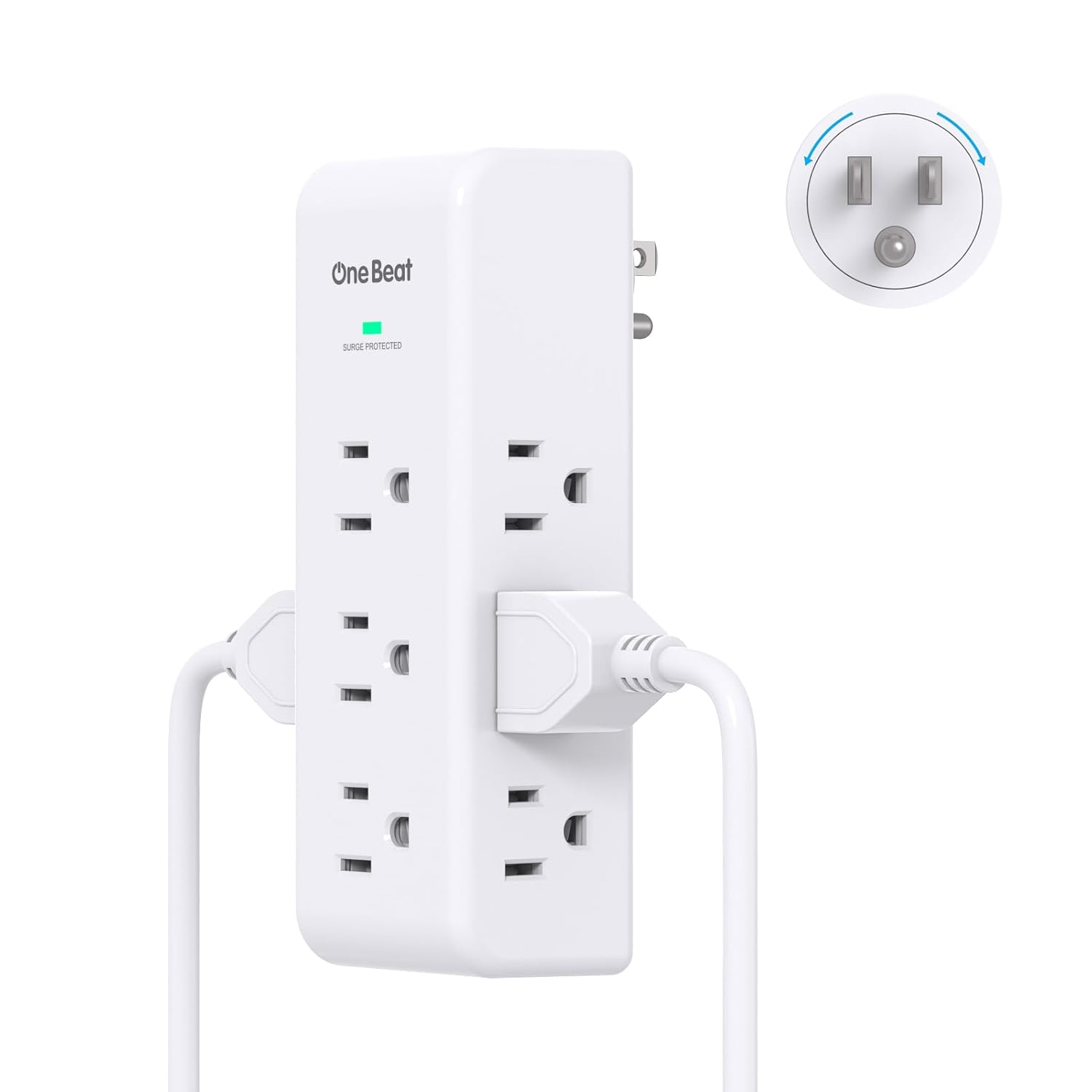 Surge Protector Outlet Extender Rotating Plug 9 AC Multi Plug Wall Outlet Office-image
