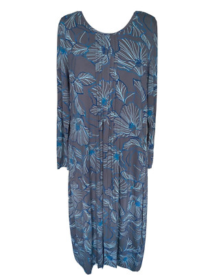 Adini Viscose/elastane dress scoop neck long sleeves side pockets Size L