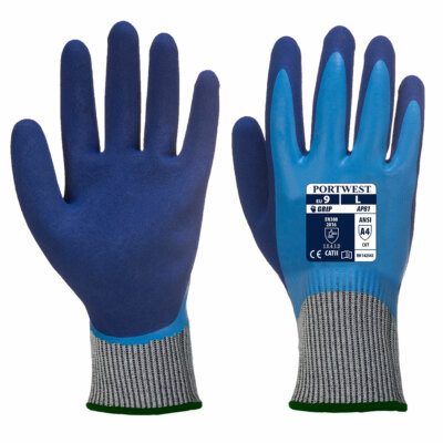 Portwest AP81 Liquid Pro Hr Schnitt Wasserfest Schutz Arbeits Handschuh Blau