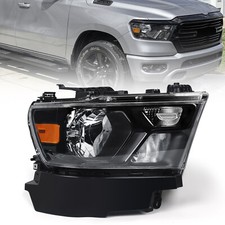For 2019-2024 Dodge Ram 1500 Black Halogen Headlight Headlamp Right Passenger