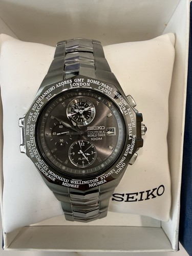 Seiko Coutura World Timer 100m Stainless Steel NEW With Box
