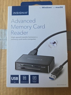 Insignia NS-DCR30D3K Black Portable USB 3.0 Advanced Memory Card Reader