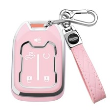 for GMC Key Fob Cover with Keychain  Key Case Shell TPU Full Style 2-pink
