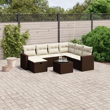 Garden Sofa Set Brown Poly Rattan Large Modular Garden Sofa Set