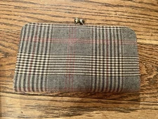 Black Gray Red Plaid Wallet Compartmentalized