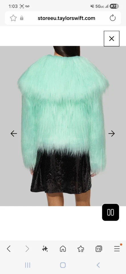 全新 Taylor Swift Life Of A Showgirl 绿色薄荷人造毛皮夹克外套 M/L — 第 2/2 张图片