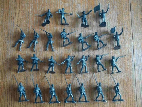 1990's MARX Recast full set of 25 turquoise Union Infantry