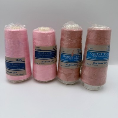 Beachwood Ltd Overlock Thread 4 Spools 3000 Yards Each Pink & Dusty Pink