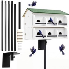 12 Room Purple Martin House with Pole, Heavy Duty 5 Section 15 ft Telescoping