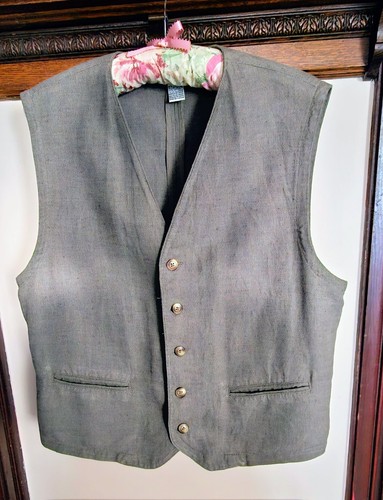 Vintage Men's Claiborne Linen & Cotten Blend Vest - Large - c. 1990's
