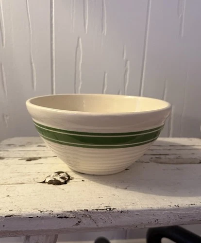 Vintage Hull Green Stripe Beehive Bowl