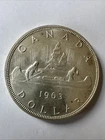 1963 Canadian Silver Dollar Coin Vintage Canada Authentic Original