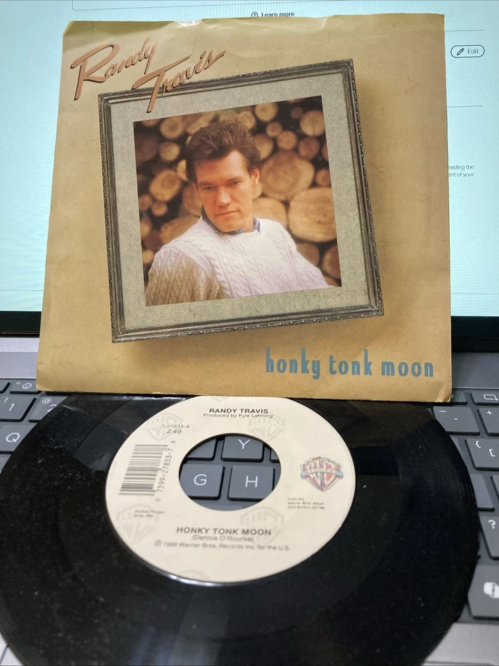 randy travis vinyl 45 rpm honky tonk moon w/p/sleeve fr.1988 on wb vinyl mint- - Image 2 of 4