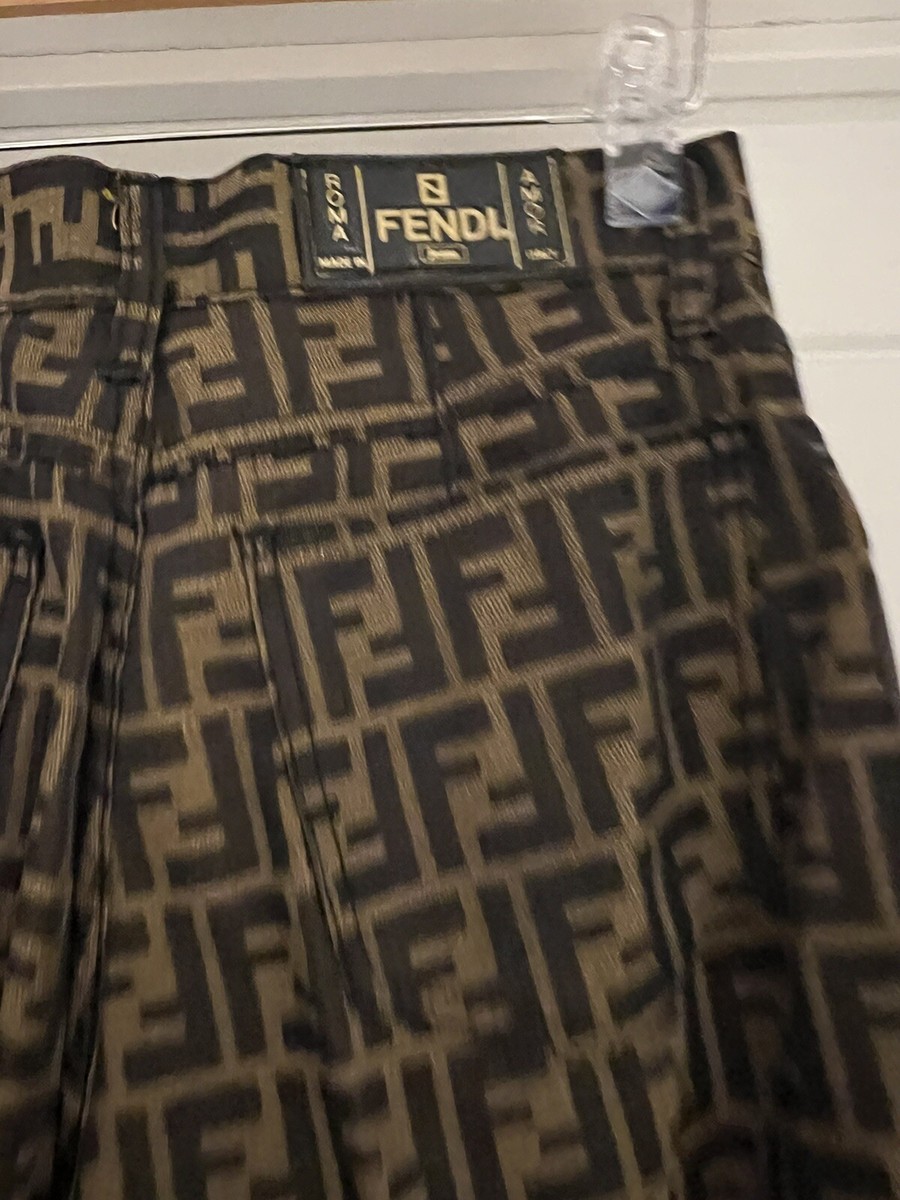 パンツ FENDI FF ZUCCA Logo Pants FENDI Vintage FF Zucca Monogram High Rise Straight Leg Pants