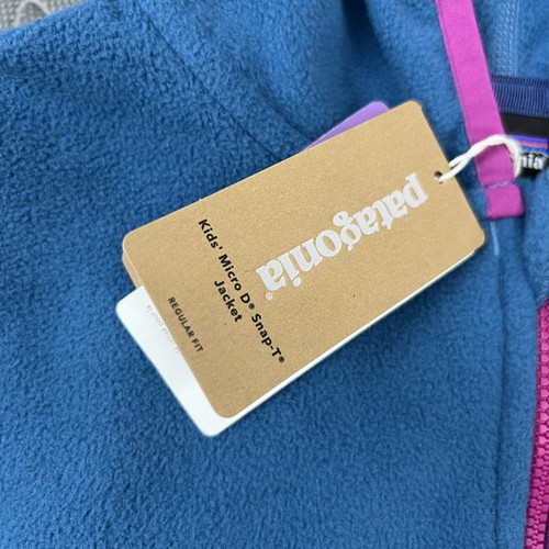 Patagonia Fleece Jacket Sz XL (14) Kids Micro D Snap T Light Star Pink Full Zip - Picture 4 of 10