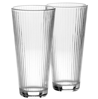 2-pc Beam Glass Tumbler, Clear Faceted Glass Water Juice Drinking Glasses 13.5oz