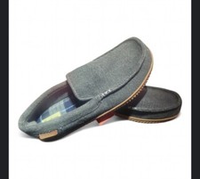 NEW Dearfoams Mens Size L 11-12 GRAY Memory Foam Slippers Indoor Outdoor