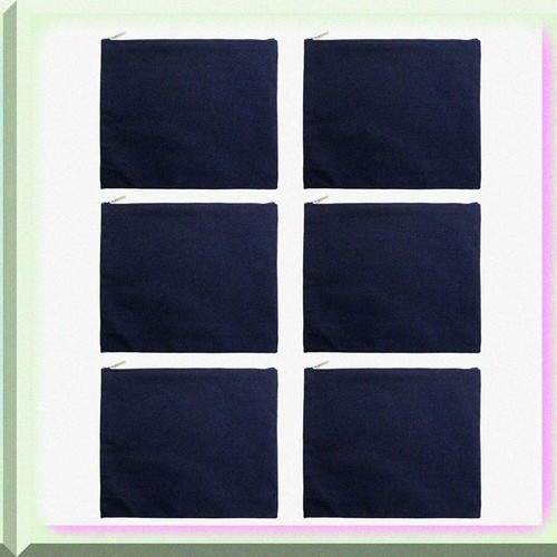 Navy Cotton Canvas Travel Makeup Bags - 6 Pack, 12oz, 9.5x8" Zippered Cosmetic O - 第 2/6 張圖片