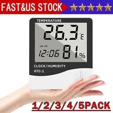 THERMOMETER INDOOR Digital LCD Hygrometer Temperature Humidity Meter Alarm Clock