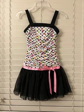 Amy’s Closet Girl’s 6 Black Pink Polka Dot Tulle Skirt Sleeveless Party Dress