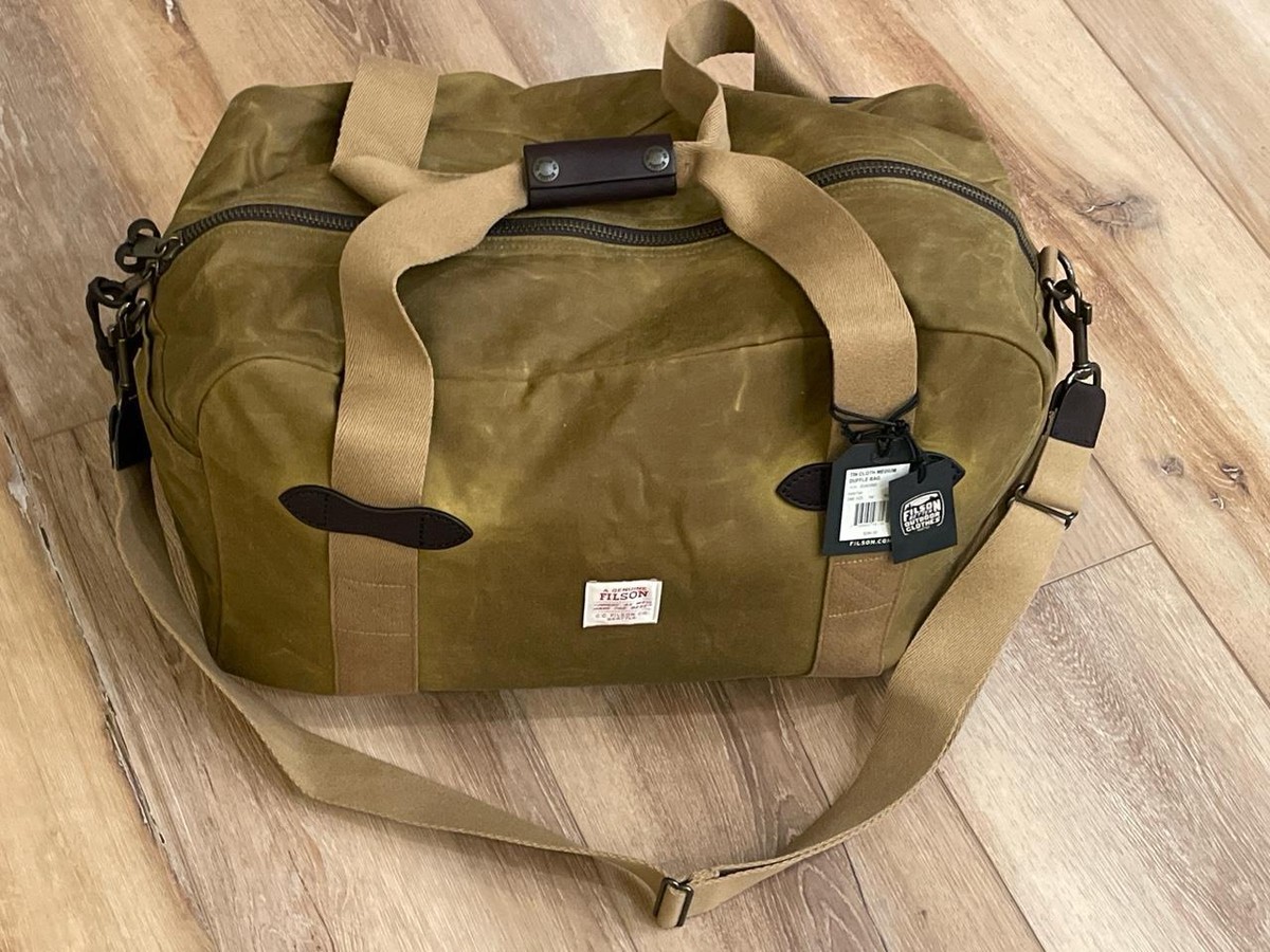 Filson Tin Cloth Duffle Bag Small Tan Brown Waxed Cotton Filson Tin Cloth Duffle Bag Small Tan Brown Waxed Cotton