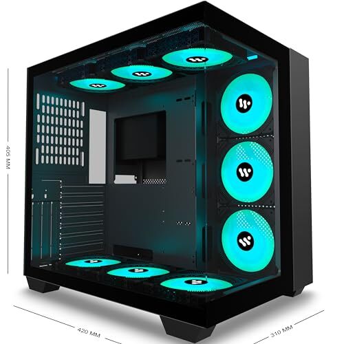 PC Case Pre-Install 9 ARGB Fans,ATX Mid Tower Gaming Case