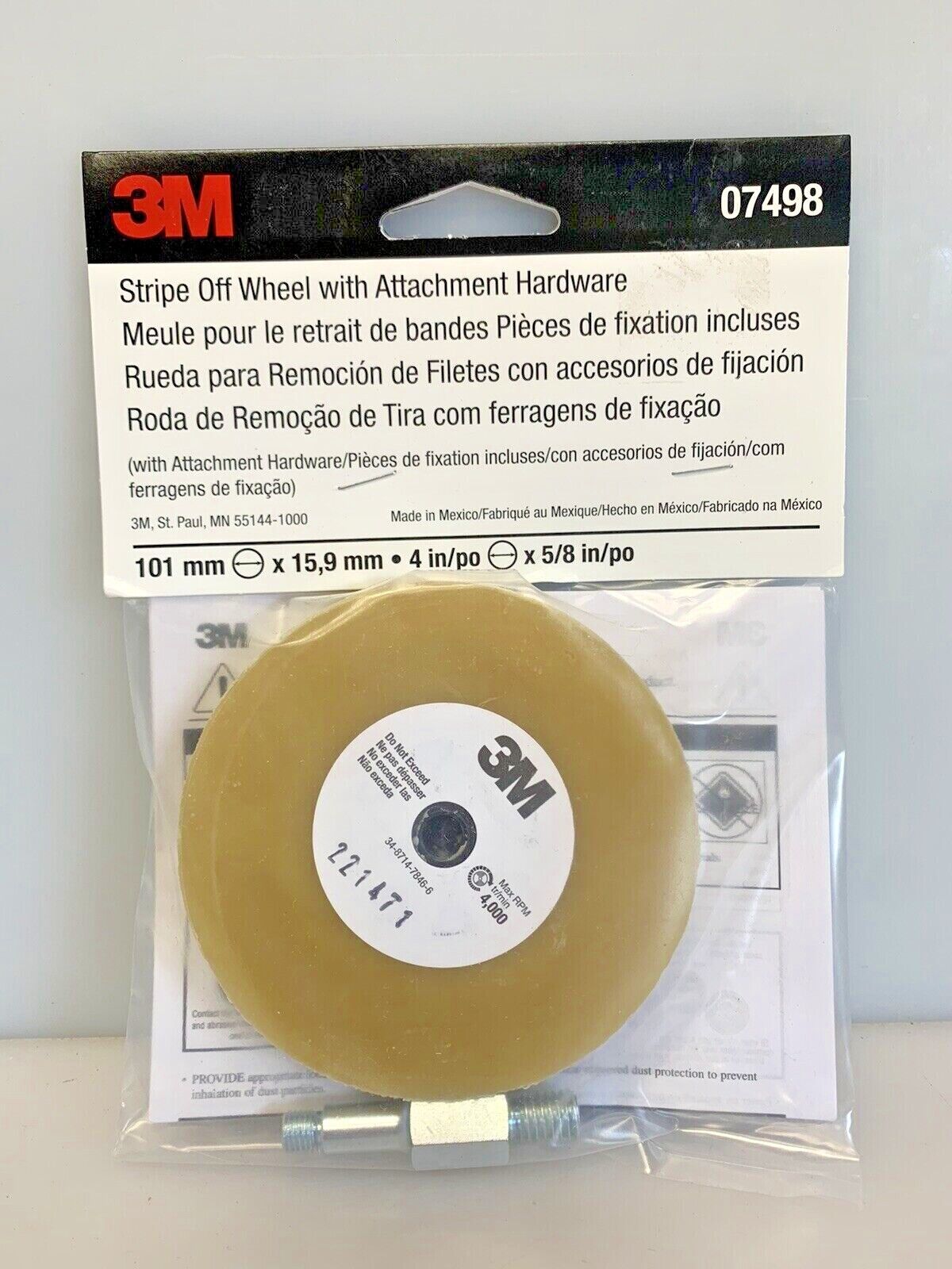 3M 07498 Stripe Off Wheel with Attachment Hardware NEW